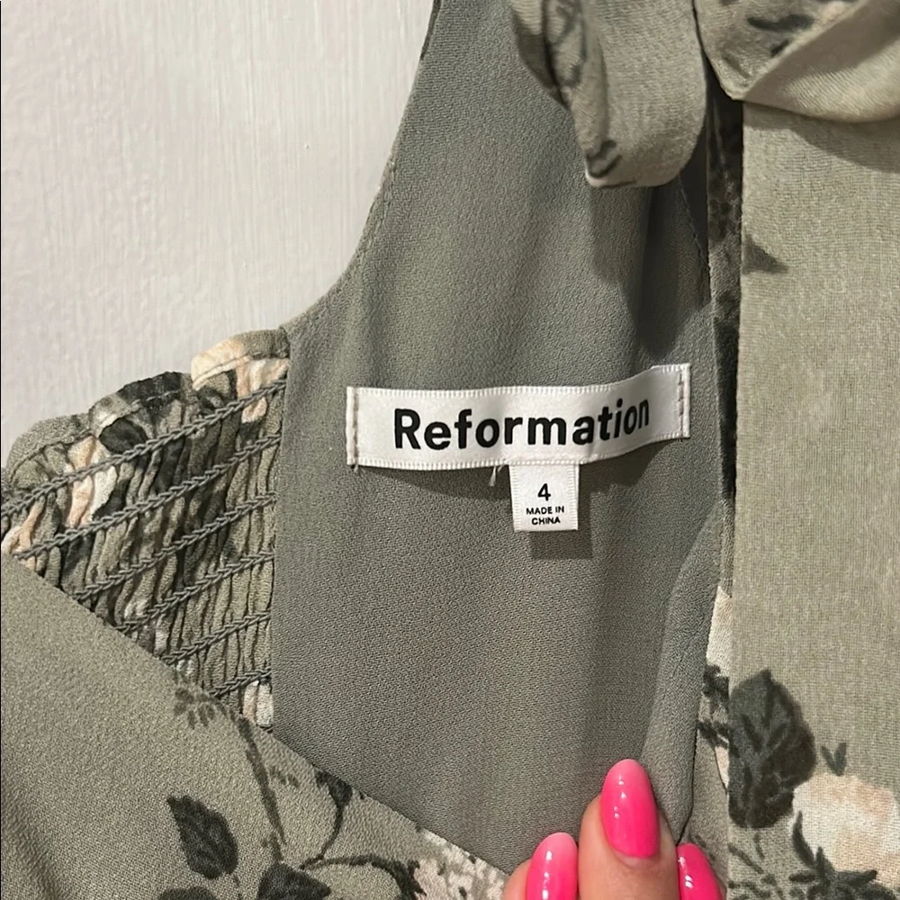 Reformation Floral Green Dress 4 - Picture 5 of 5